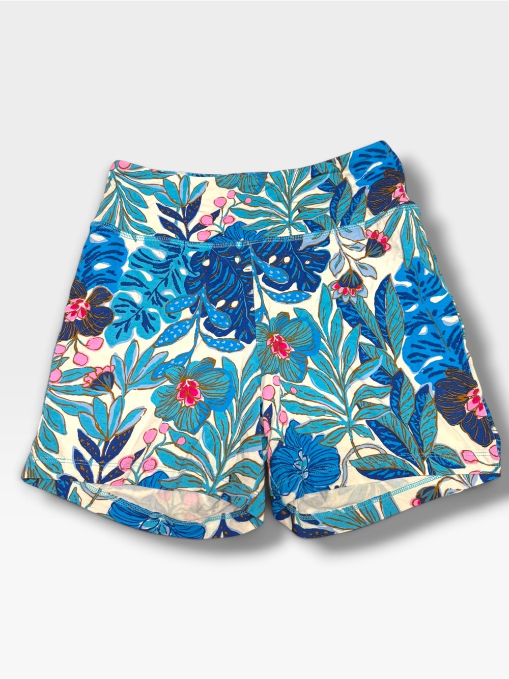 Lilly Pulitzer Wexlee Romper Shorts Breezy Aqua Best Fronds Forever Blue Pink 6